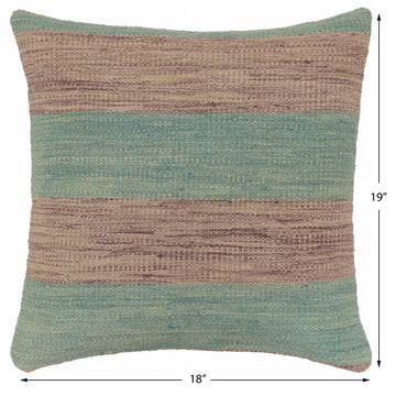 handmade Modern Pillow Teal Purple Hand-Woven SQUARE 100% WOOL  Hand woven turkish pillow  2 x 2